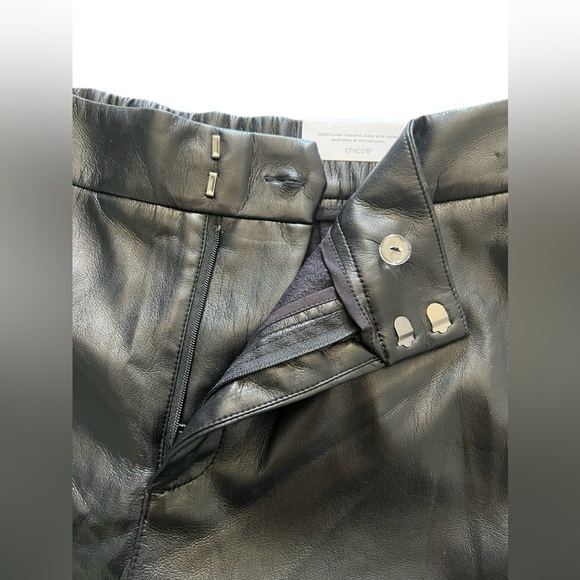 Chico’s Women’s Black Faux Leather Cutout Ankle Crop Trouser Pants - Picture 7 of 14